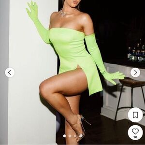 Miscreants London Cupid Mini Split Dress & Gloves